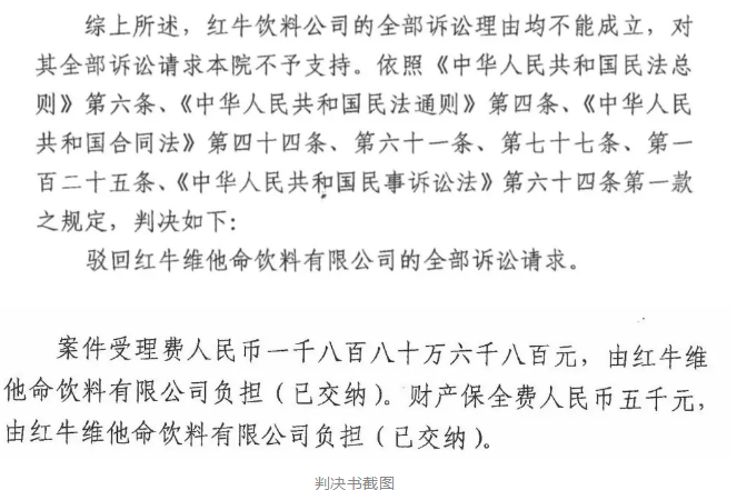 剛剛！紅牛37億商標(biāo)案宣判，僅訴訟費(fèi)高達(dá)1800余萬