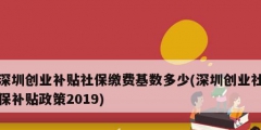 深圳創(chuàng)業(yè)補(bǔ)貼社保繳費基數(shù)多少(深圳創(chuàng)業(yè)社保補(bǔ)貼政策2019)