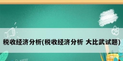 稅收經濟分析(稅收經濟分析 大比武試題)