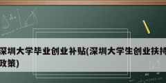 深圳大學(xué)畢業(yè)創(chuàng)業(yè)補(bǔ)貼(深圳大學(xué)生創(chuàng)業(yè)扶持政策)